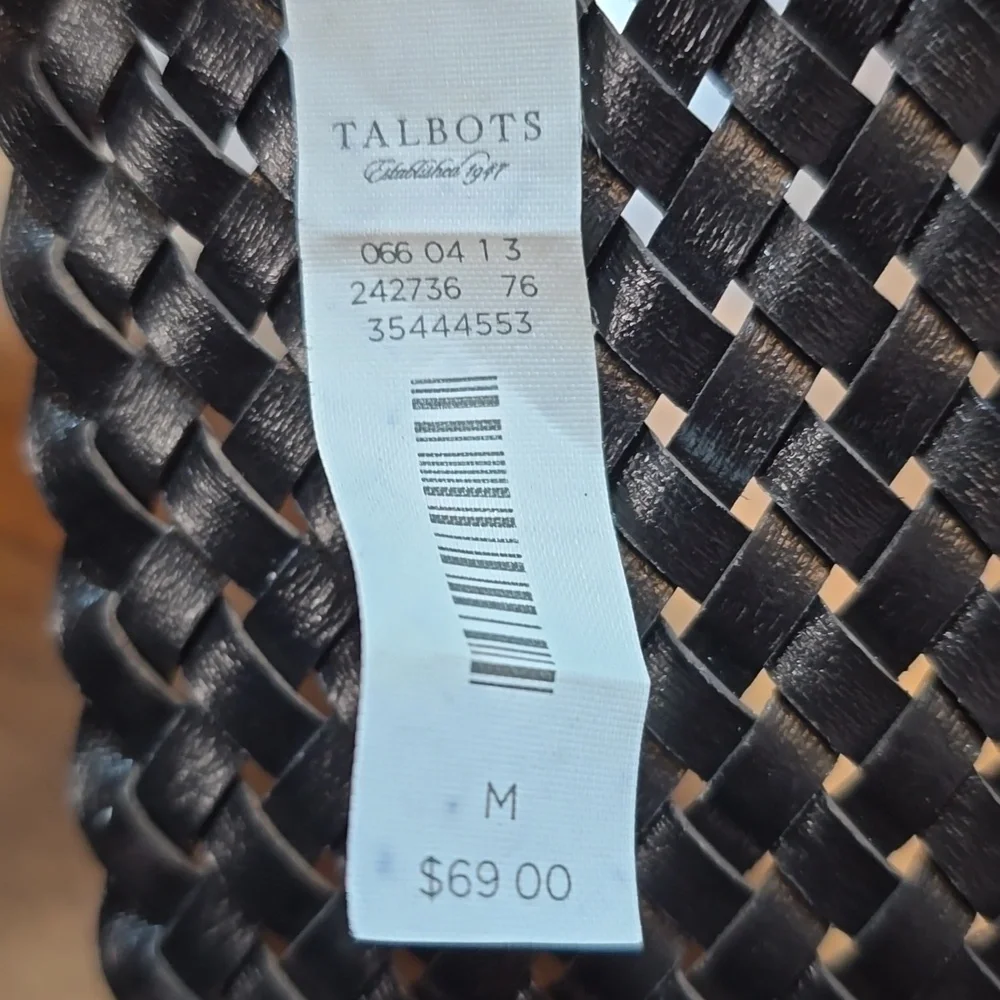 Talbots Black Braided Belt with Gold Buckles